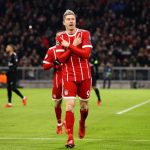 Lewandowski celebrates after firing his side into an early lead at the Allianz Arena