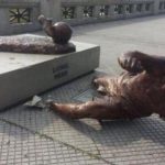 Vandals have chopped down the Messi statue