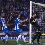Pau Lopez celebrates after saving Lionel Messi’s penalty