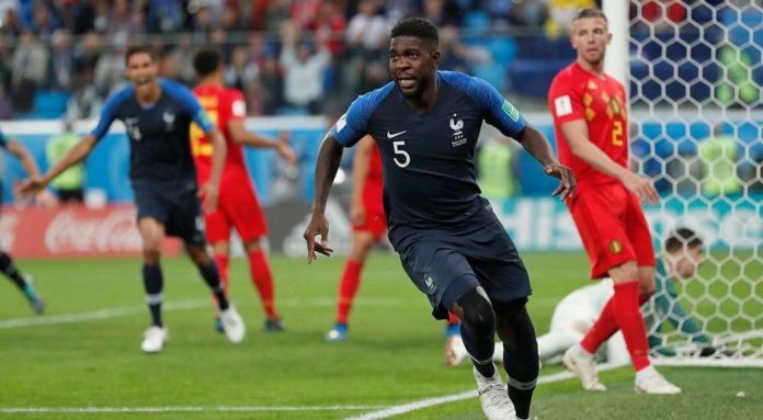 umtiti france belgium world cup 2018 semi World Cup 2018: Umtiti Heads France To Final, Martinez Laments Lacklustre Belgium Performance