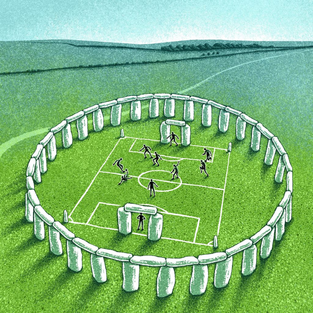 Stone-age football stadium illustration