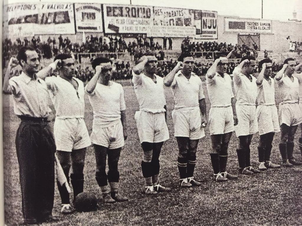 Real Madrid players doing the Republican Salute 