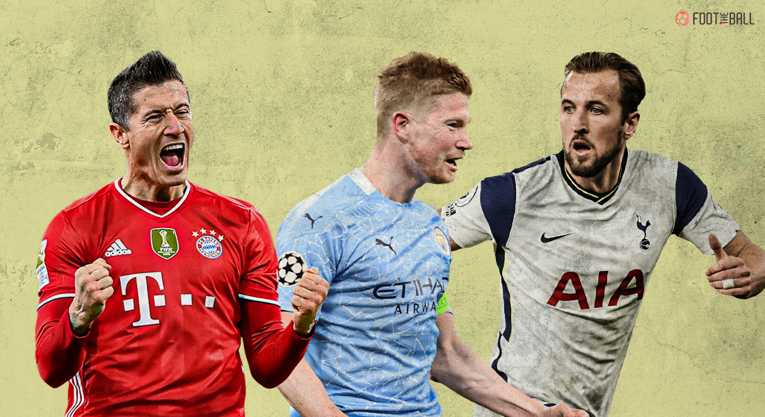 robert lewandowski, kevin de bruyne, harry kane