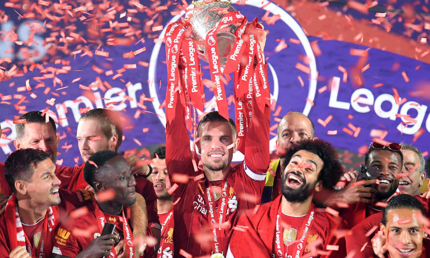 Liverpool playes celebrate Premier League title
