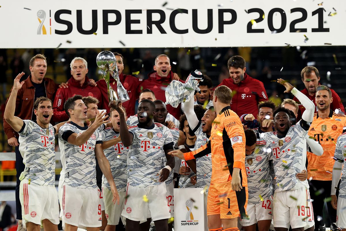 Bayern Munich celebrate winning the DFB Supercup