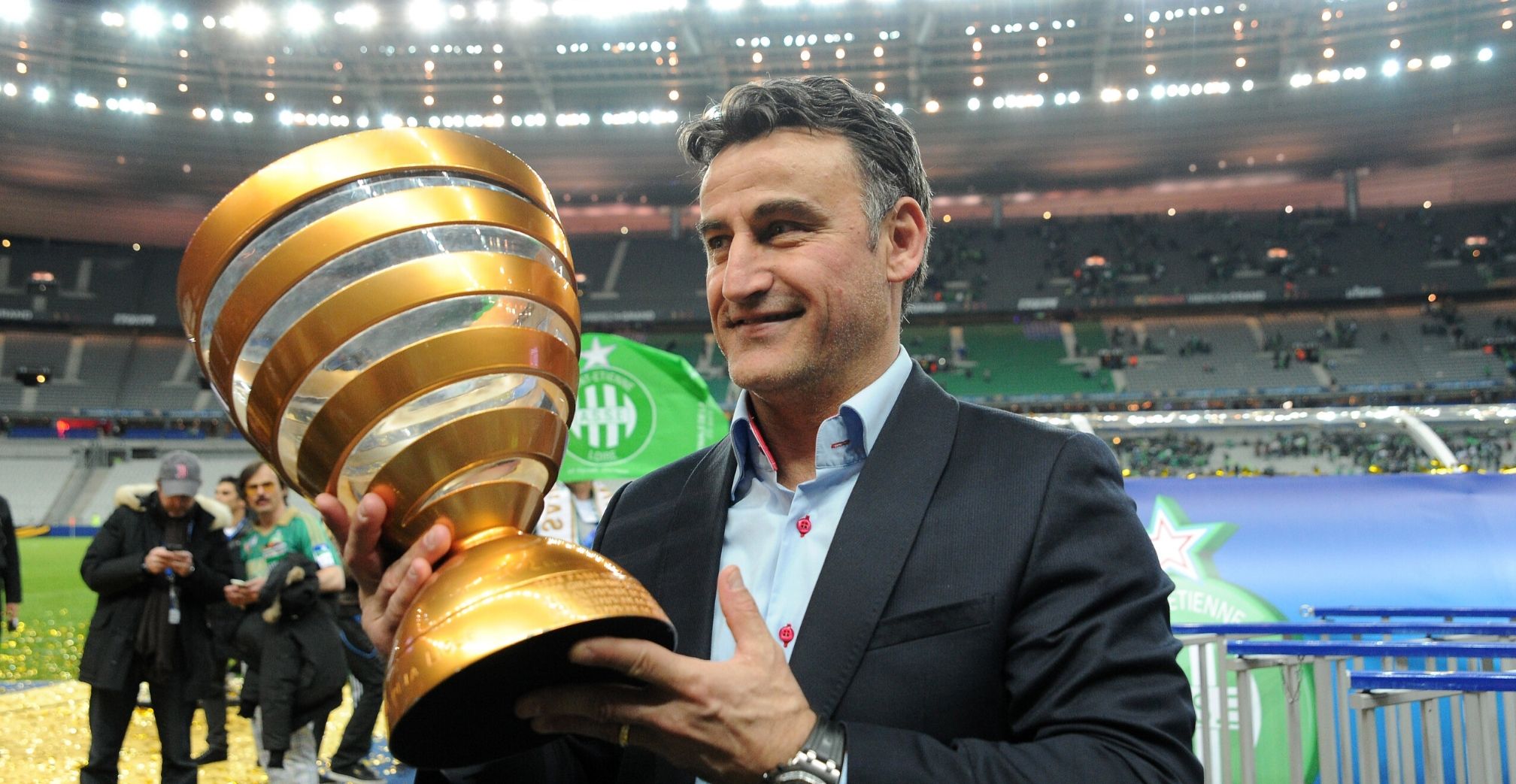 Christophe Galtier with the Coupe de France trophy