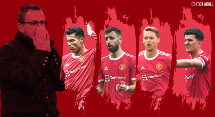 Ralf Rangnick, Cristiano Ronaldo, Bruno Fernandes, Nemanja Matic, Harry Maguire